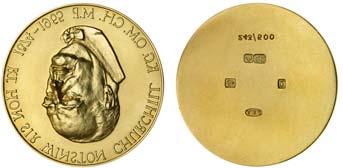 March 27 & 28, 2018 - LONDON 531 g531 Winston Churchill (1874-1965), uniface gold medal, by J. Hazeldine for A. E. Jones, 22ct, Birmingham, 1965, 140.8g, RT. HON SIR WINSTON CHURCHILL K.G. O.M. C.H. M.