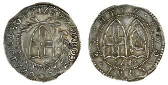 March 27 & 28, 2018 - LONDON 427 427 Commonwealth (1649-60), Sixpence, 1652, m.m. sun, 2.84g, shield of England within palm and laurel wreath, rev.