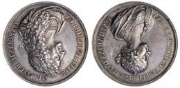 March 27 & 28, 2018 - LONDON 466 467 466 Charles II (1660-85), Coronation, 1661, silver medal by T. Simon, crowned head right, rev. King enthroned, crowned by Victory, 7.18g, 29mm. (Eimer 221; MI.
