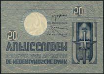 Nederlandsche Bank, 10 gulden, 1938, serial number QK 043732, blue, 25 gulden (2), 1941, serial numbers JU 032925 and replacement LU 101624, red, 100 gulden,