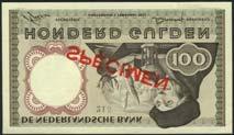 De Nederlandsche Bank, proof 100 gulden, 2 February 1953, paper from VHP, brown on green and maroon, Desiderius