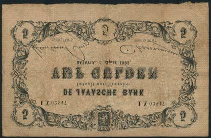 top centre, value at low centre and corners, first signature for type (Pick 55a), several sizable repairs, but otherwise original paper, very good and rare 900-1,200 630 De Javasche Bank, 10 gulden,