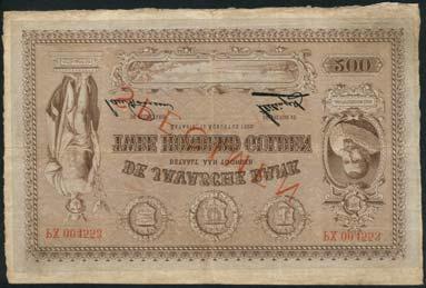 WORLD AND BRITISH BANKNOTES 633 De Javasche Bank, 100 gulden, 5 January 1920, serial number AB1456, black on blue-grey underprint, Jan Pieterszoon Coen