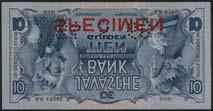 original about very fine, rare 1,000-1,500 645 De Javasche Bank, specimen 10 gulden, 32-9-63 (1934), serial numbers