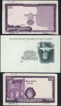 WORLD AND BRITISH BANKNOTES PORTUGUESE GUINEA 688 Banco de Portugal, a selection of partial die proofs comprising partial obverse for a 500 escudos, type of 1944, green and white, a partial obverse