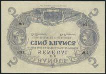 WORLD AND BRITISH BANKNOTES SENEGAL x747 Banque du Senegal, 5 francs, 1874, serial number W.
