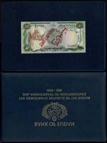 April 11 and 12, 2018 - LONDON SUDAN SURINAM 792 Centrale Bank van Suriname, specimen 5 gulden, 2 January 1957 (TBB B501 Pick 111as), SPECIMEN written in red diagonally front and reverse,