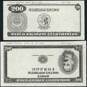 WORLD AND BRITISH BANKNOTES TIMOR 809 Banco Nacional Ultramarino, Timor, an obverse and reverse die proof for a 100 escudos, brown and white and an obverse and reverse die proof for