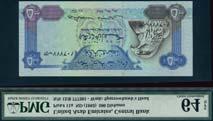 April 11 and 12, 2018 - LONDON 821 United Arab Emirates Currency Board, 1000 dirhams, ND (1973), serial number 3R781499, blue on multicolour underprint, palm tree, camel train, dhow and oil derrick