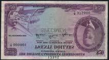 164 British Caribbean Currency Board, printers archival specimen $20, 28 November 1950, serial number range A/1 000001-A/1 375000, purple on multicolour underprint, George VI