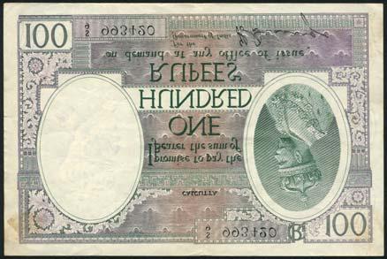 holder 53 about new thus rare 500-600 323 Government of India, 10 rupees, ND (1926), serial number K/73 611850, blue, lilac and pale grey-green, bust of George V top