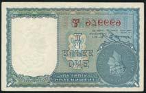 A/6 037160, purple, green and  1B), in PMG holder 35 NET choice very fine, tape repair at centre 600-1,000 333 Government of India, specimen 1 rupee,