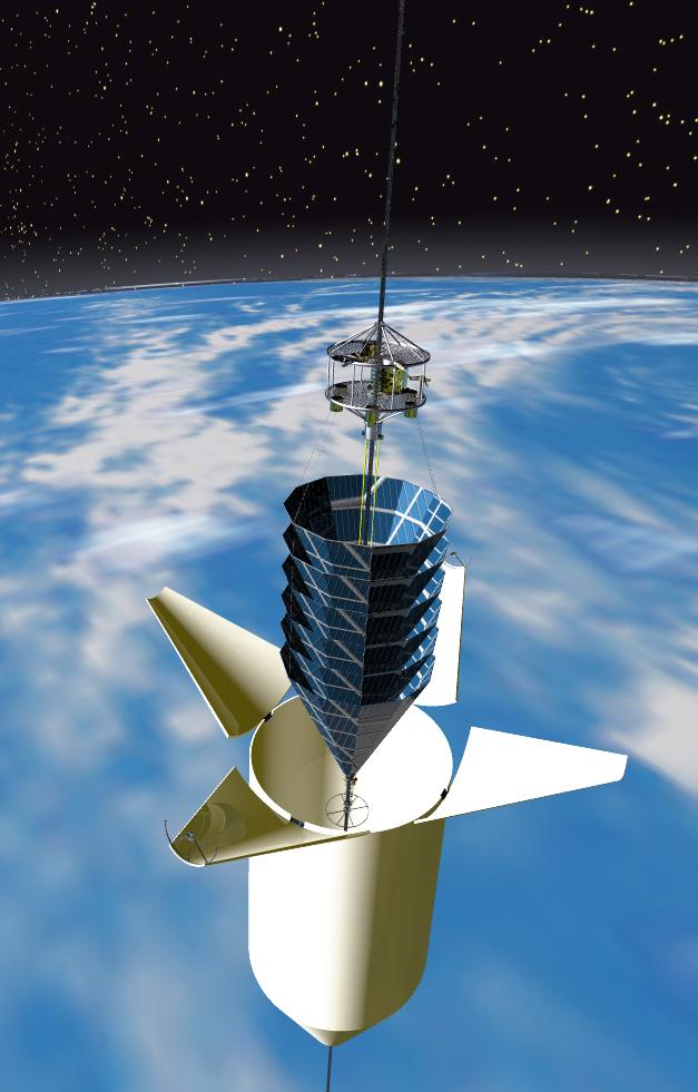 The International Space Alternant: High Stage One at 40 km altitude Apex Anchor: Based upon deployment satellite (with thrusters) Operations Date: The space elevator can, and will, be produced in the