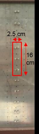 Figure 3.1: Largest damage increment, with 3 fastener rows loose. This created approximately a 15 cm x 2.5 cm gap in the plate/stiffener interface.. high strain response for a given force input.