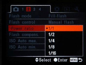 It can be used in the creation of moody, underexposed subjects; or you can set it to 1/16 th power to Figure 5-31: Manual Flash can dispense a fixed, pre-set amount trigger a 3 rd -party slave flash