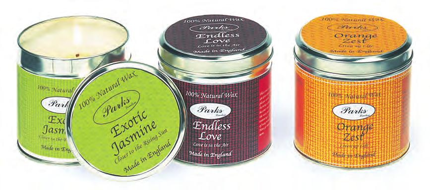 SCENTED CANDLES IN TINS This is not just a tin! Smell the fragrance and you will immediately recognise that Parks has brought you another superb quality candle.