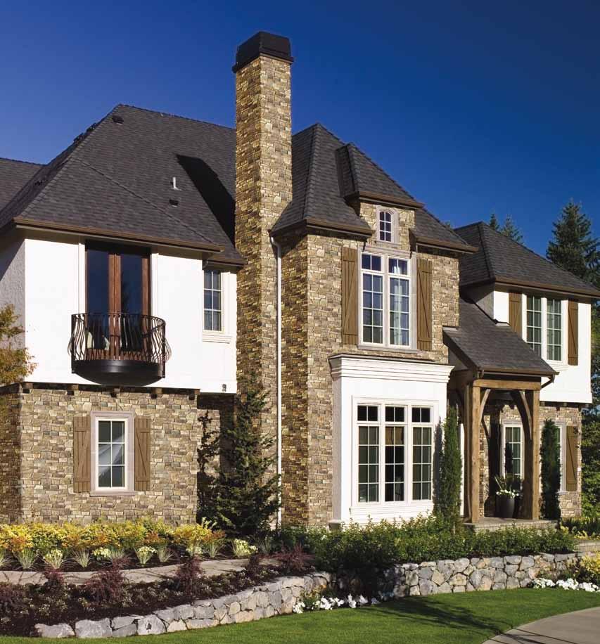 For the grand and timeless look of a manor house, these homes used Country Ledgestone, Old Country Fieldstone and Dressed Fieldstone to