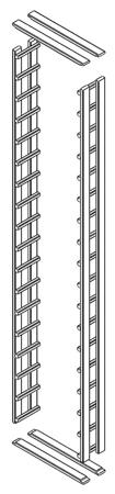 Assembly of Lattice Horizontal Display Rack Step #1: Attach the top and bottom stabilizers to the ladders using the screws