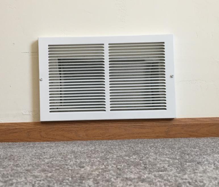 Reshape the metal, if needed. Cold air return vent covers should sit on top of floor trim as shown in Figure 19-8. Figure 19-8. Positioning of Cold Air Returns. 3.