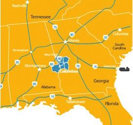 About Our Region Located in West Central Georgia and East Central Alabama, the Greater Columbus Georgia Region is home to approximately 316,000 residents and an available workforce of 130,000 people.