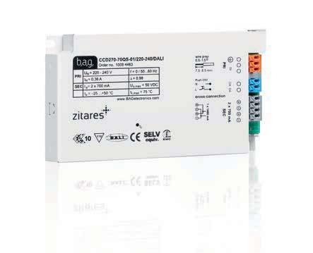 ZITARES CCD QS-01 Galvanic isolation (SELV) 2-channel DALI & Push-Dim Fixed current Electronic control gear units ZITARES CCD LED Components exemplary image Performance characteristics Dimmable