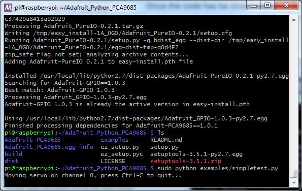Using the Python Library The Python code for Adafruit's PWM/Servo breakout on the Pi is available on Github at https://github.