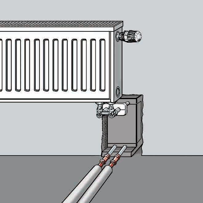 H 22 Racord cu blocul de racordare radiator Radiator cu element de racordare radiator şi set adaptor (pentru