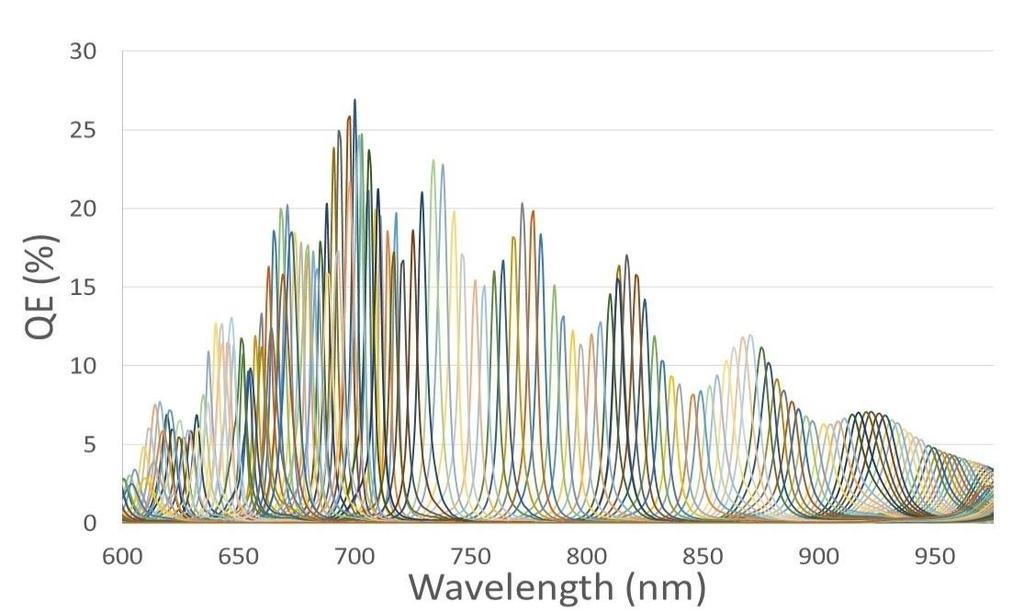 Spectral resolution: 100+ bands in 600-1000nm FWHM: ~ 10-15nm Spatial