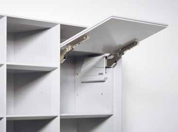 Hinged doors, flaps, module inserts, accent back panels Hinged doors, flaps, module inserts, accent back panels Recessed construction shelves, ending before the shelving wall bevel 30.