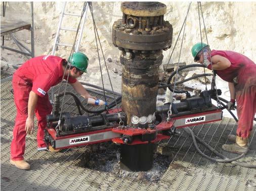 in a single operation. Used in conjunction with the band saw to provide a very efficient method of cutting and decommissioning pipeline, conductors, caissons and multiple grouted strings.