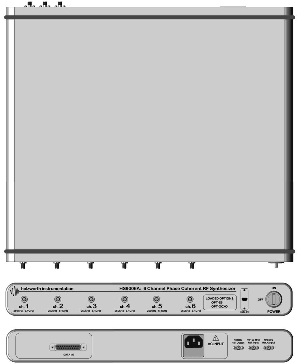 MECHANICAL CONFIGURATION The HS9000 Series comes in a 1U high, rack mountable chassis. The example shown is of a 6 channel unit (front panel configuration may vary).