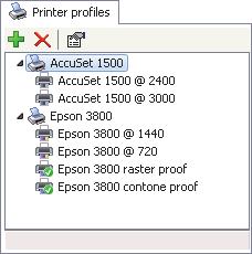 file button will add a printer profile to the currently selected device. Removing or editing devices or profiles are possible using the Remove printer profile and Edit printer profile buttons. 6.1.