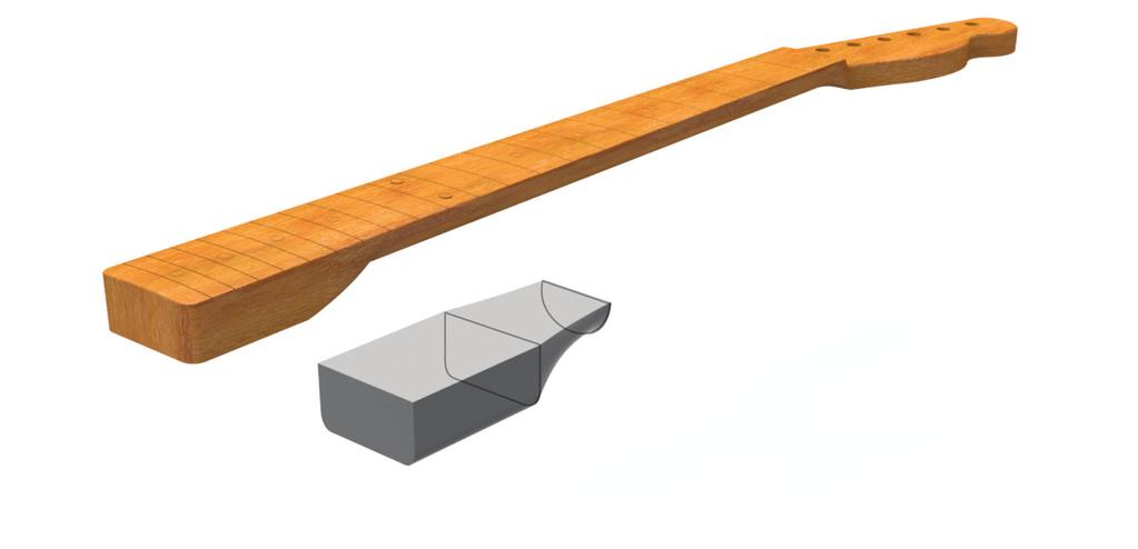 . (continued) The 3D CAD model of the guitar neck and a part model are shown below.