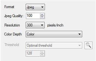 Output file selection The available output format options are TIFF or JPEG.