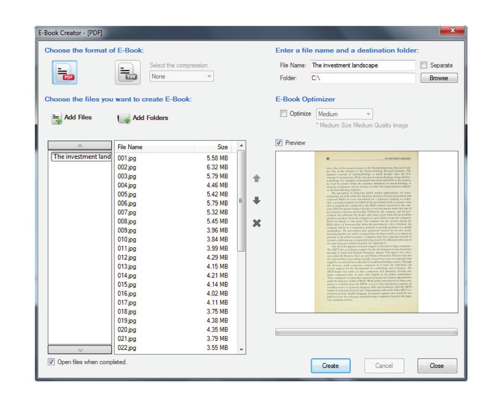 Creating PDFs You can export results into PDFs or multi-page TIFF by clicking the Export button.