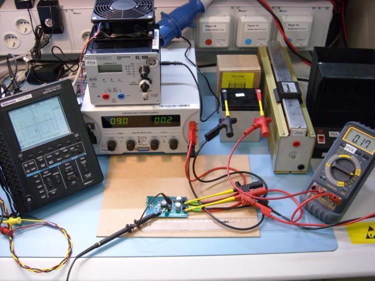 Picture B shows the test setup electronic load,