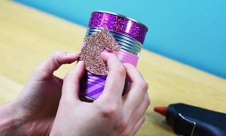 1. D ecorate your clean tins with some sticky tape be creative the wilder the better! 2.