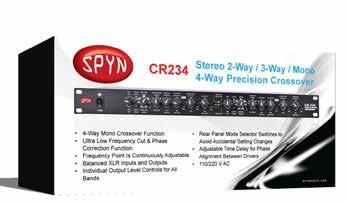 Features include individual level controls for all bands, subsonic (low cut) filters on each channel, phase correction on each output and adjustable time delay for phase alignment between drivers.