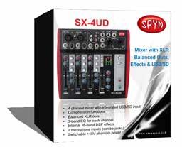 With XLR balanced outs, effects and USB/SD card capability, this 4 channel mixer which boasts