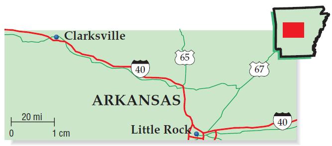 distance between Clarksville and Little Rock.