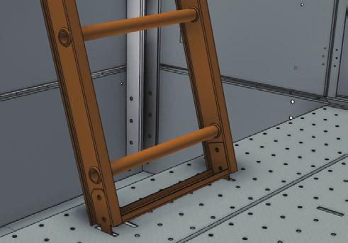 support channel. No further fastening is required. See Figure 15a. 2. Lift the ladder guiding the bottom posts into the slots on the walkway.