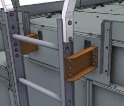 Attach the lower ladder support plate using the 3/8 (10mm) bolts provided.
