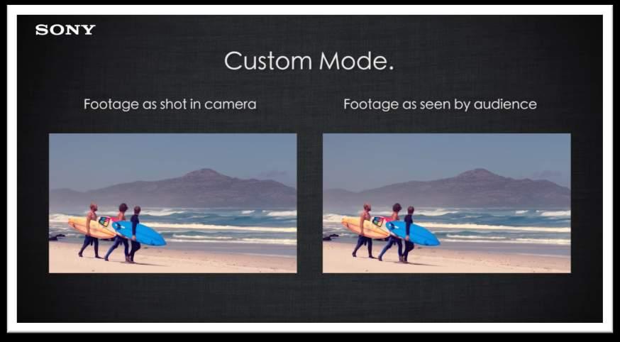 Shooting Mode Custom Mode (Easiest) Conventional video camera operation, what you see is what is recorded (Page 13) CineEI Mode (Advance) Film style shooting mode, flat, low contrast recording with a