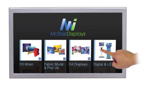 Depending on location the display can also be used as a counter or tabletop display with its detachable support mount or wall-mounted using a standard monitor bracket.