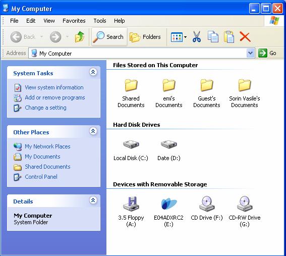 Modulul 2. UTILIZAREA COMPUTERULUI ŞI ORGANIZAREA FIŞIERELOR 2.2.2. MY COMPUTER (COMPUTERUL MEU) Majoritatea activitatilor Windows XP presupun operarea cu fisiere, directoare si discuri.