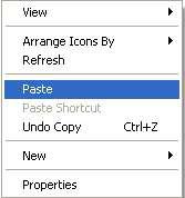 Edit a ferestrei Windows Explorer sau cu ajutorul mouse-ului, in noul folder se efectuaza click dreapta si se alege comanda Paste.