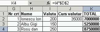 din celula J2, valoarea luată în calcul va fi cea din celula D2.