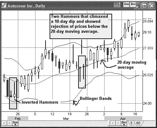 In this chart you can see the two hammer candles highlighted in the March grey box.