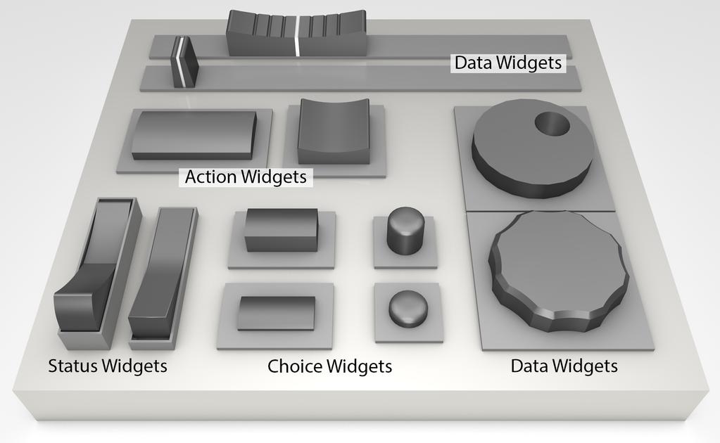Figure 2: Illustration of the considered 3D GUI widgets.