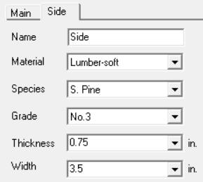 SINGLE SHEAR NAIL EXAMPLE Specify properties of side